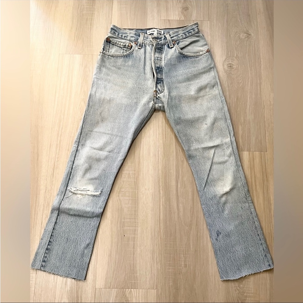 Redone vintage levi’s 501 high rise straight cropped jeans